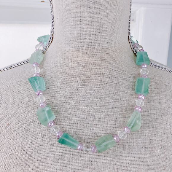 Pastel Chunky Glass Bead Necklace, Toggle Clasp, Y2K Statement, EUC, 16"-20" - Picture 4 of 6